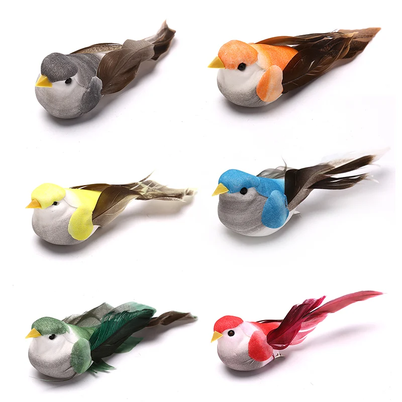 

6PCS Artificial Birds Fake Foam Animal Simulation Feather Birds Models DIY Wedding Home Garden Ornament Decoration