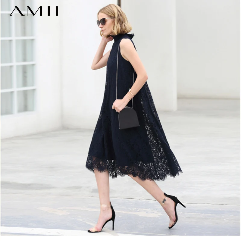 Женское кружевное платье Amii элегантные двухслойные офисные платья высокого
