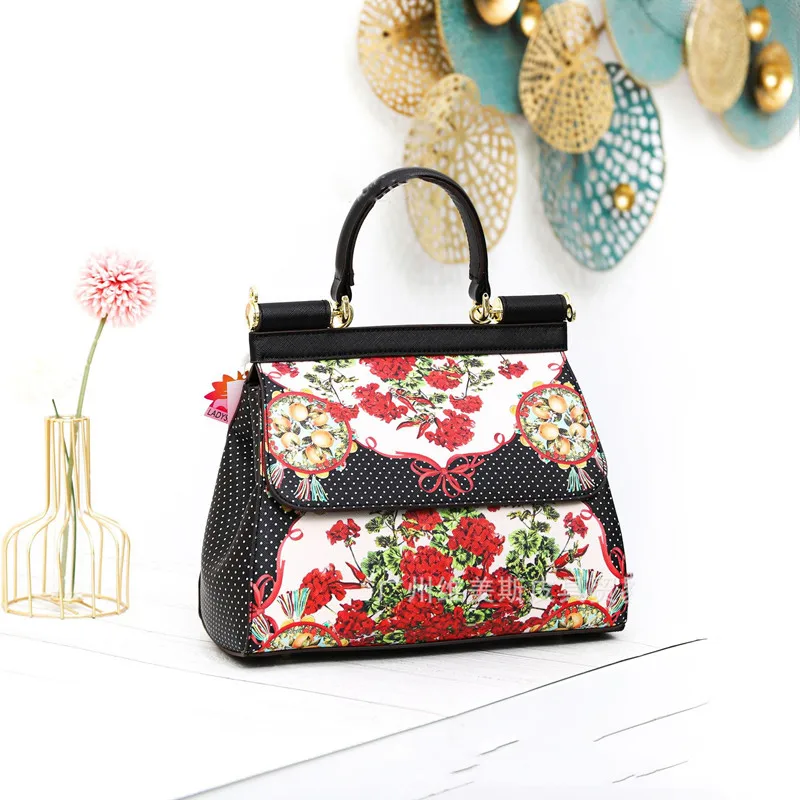 

2021 New Fashion Leather Ladies Print Large-capacity Portable Totes Luxury Designer High-quality Cross-body One-shoulder Handbag