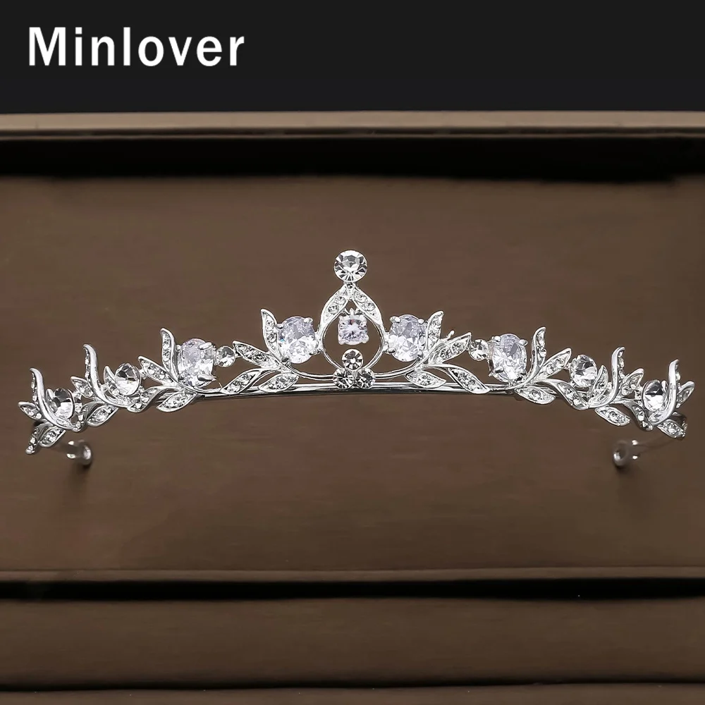 Свадебная тиара Minlover G243 Роскошная корона принцессы с кристаллами и фианитами