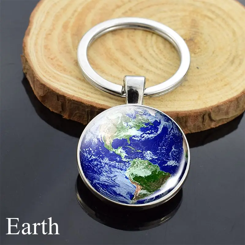 Цепочка для ключей мужчин и женщин двухсторонний стеклянный брелок с