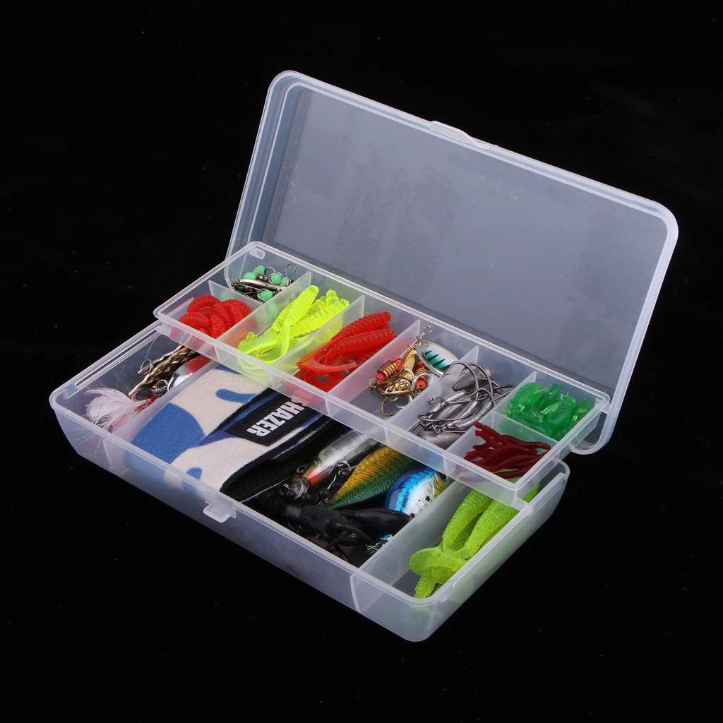 

Набор рыболовных приманок, 105 шт., жесткий мягкий набор для джига, красочные приманки в виде гольяна, коробка для снастей для морской и пресно...