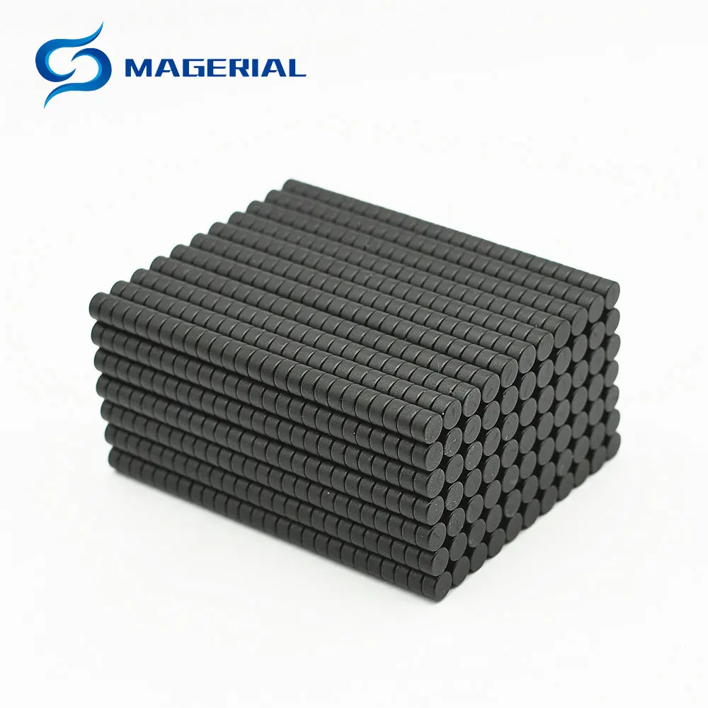 Полимерный магнит из эпоксидной смолы черный прочный круглый 5x3 мм