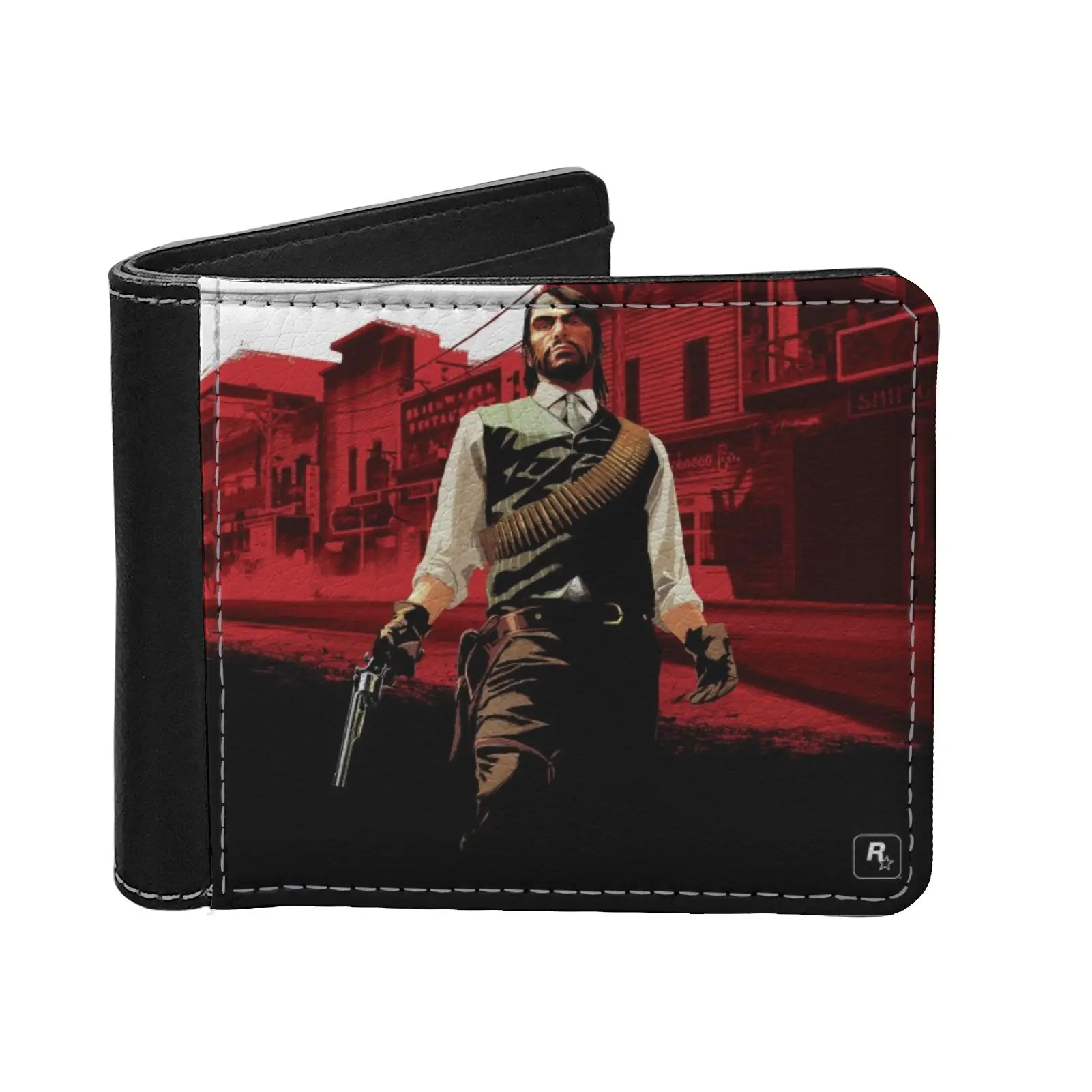 

Fashion Luxury Wallets for Game characters John Marston Print Leather Money Purse Black Card Holder Men wallet