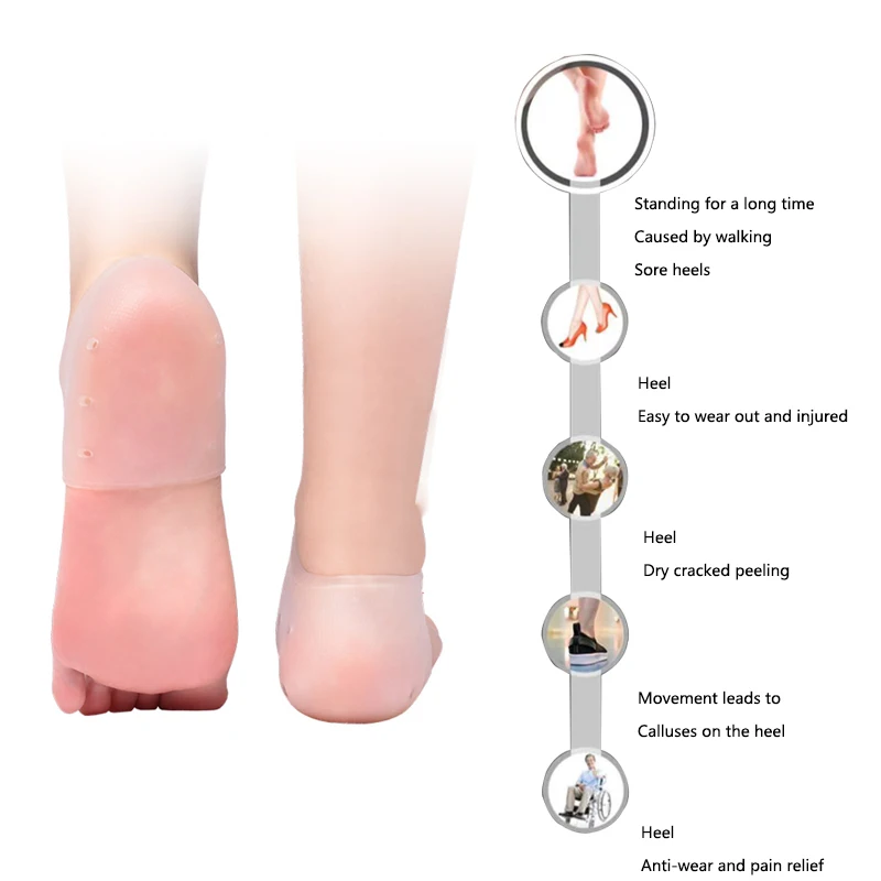 2 шт. силиконовые увлажняющие носки для защиты пятки от трещин | Красота и