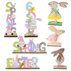 2022 счастливые пасхальные украшения кролик цыпленок деревянные украшения ремесла пасхальное украшение для дома DIY пасхальные вечерние украшения