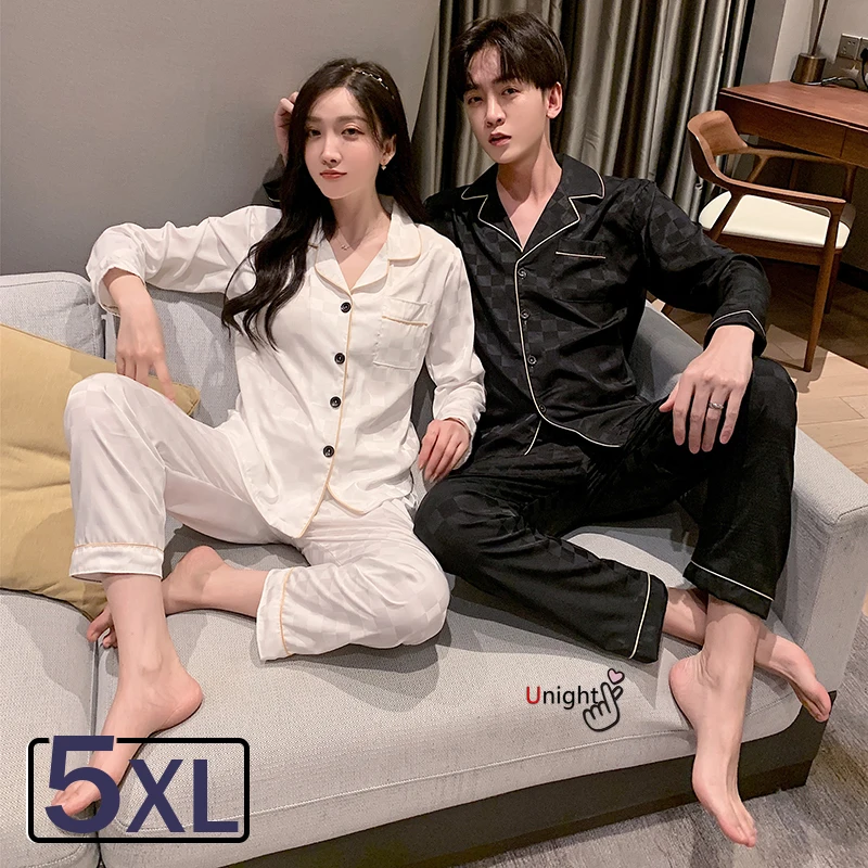 Фото Роскошный атласный Шелковый пижамный комплект с большим бюстом 3XL 5XL