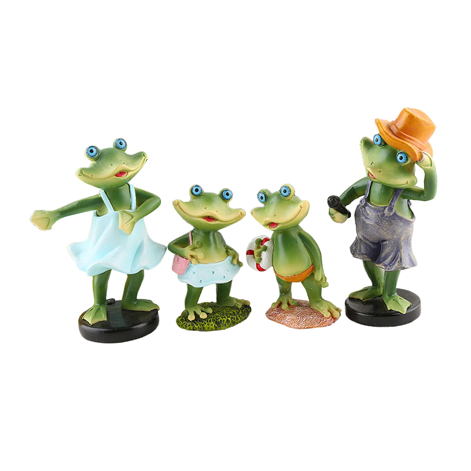 

4pcs/set Frogs Sculpture Set Ornament Figurine Statue Fairy Garden Artwork