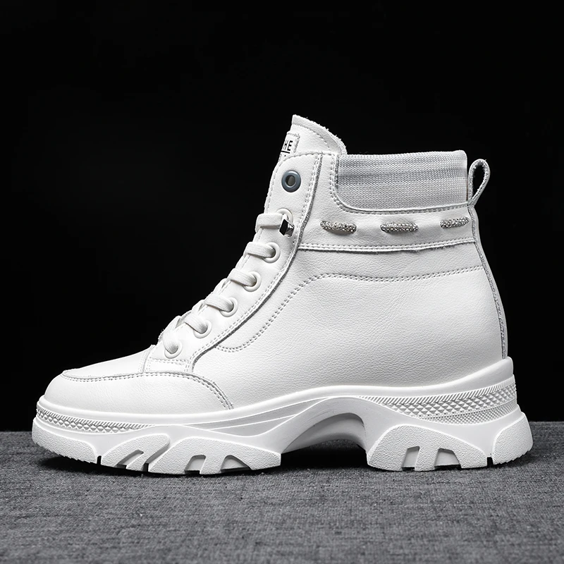 

Women winter Ankle Boots 2020 New High Quality Leather Platform Short Boots Lace-up Women's Shoes Non-slip