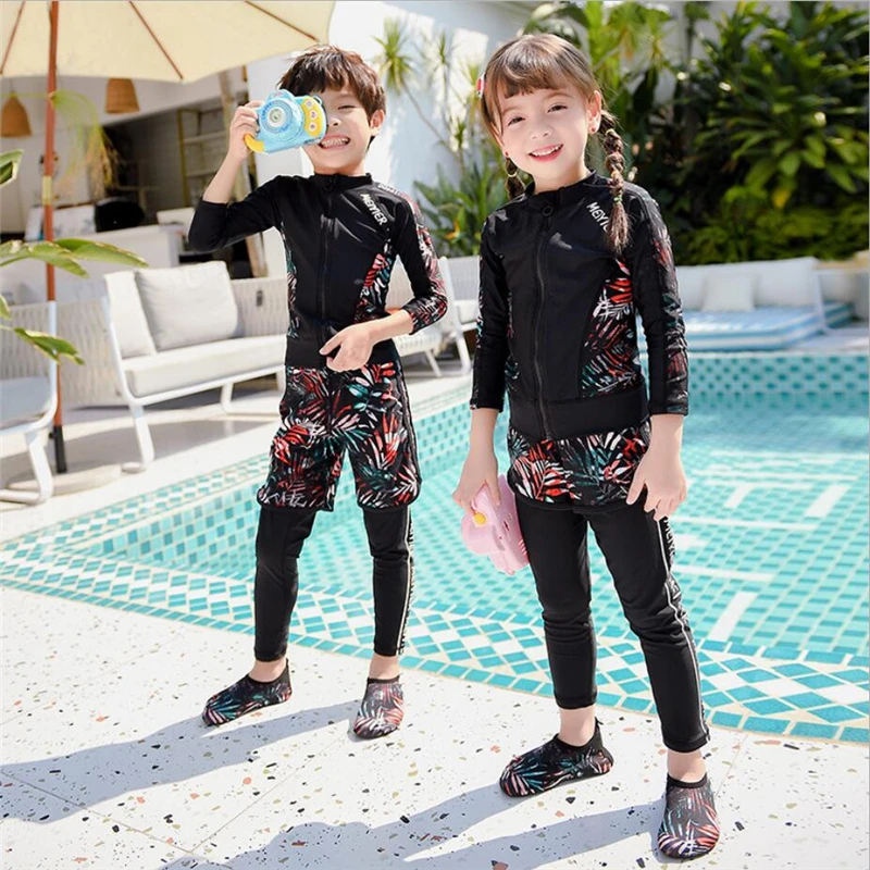 2022 MEIYIER Long sleeve swimsuit korean baby kids full body swimwear uv protection gilrs/boys beachwear bathing suit | Спорт и