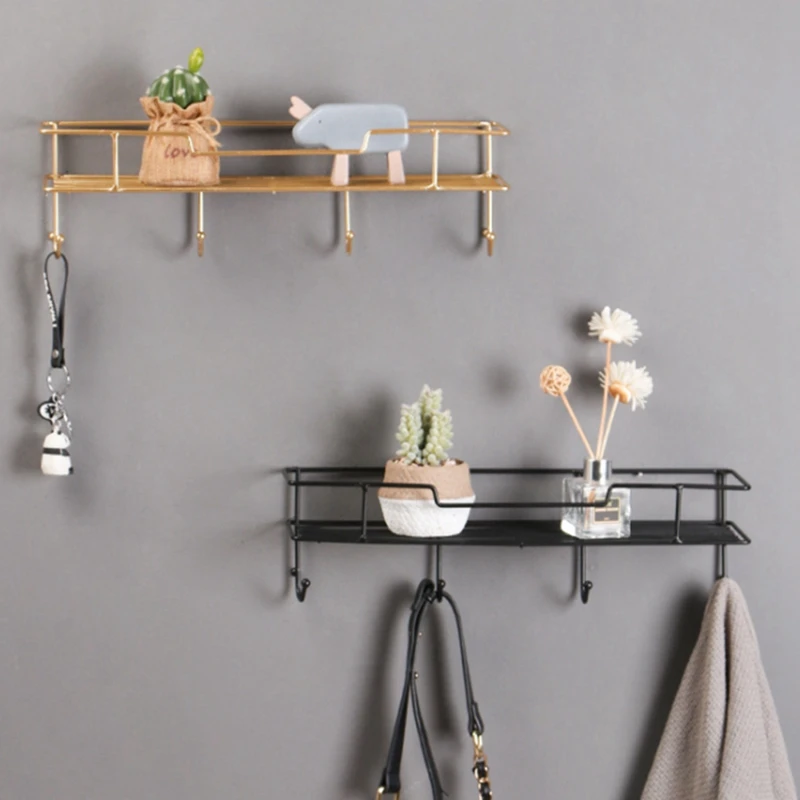 

Creative Wrought Iron Grid Wall Shelf Ornaments Home Wall Hook Wall Mounted Storage Rack Decoration Housekeeper
