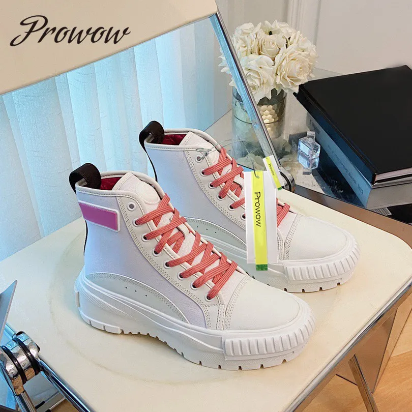 

Prowow New Autumn Winter Designer Convers Boots Platform Lace Up Comfortable Boots Luxury Shoes Women