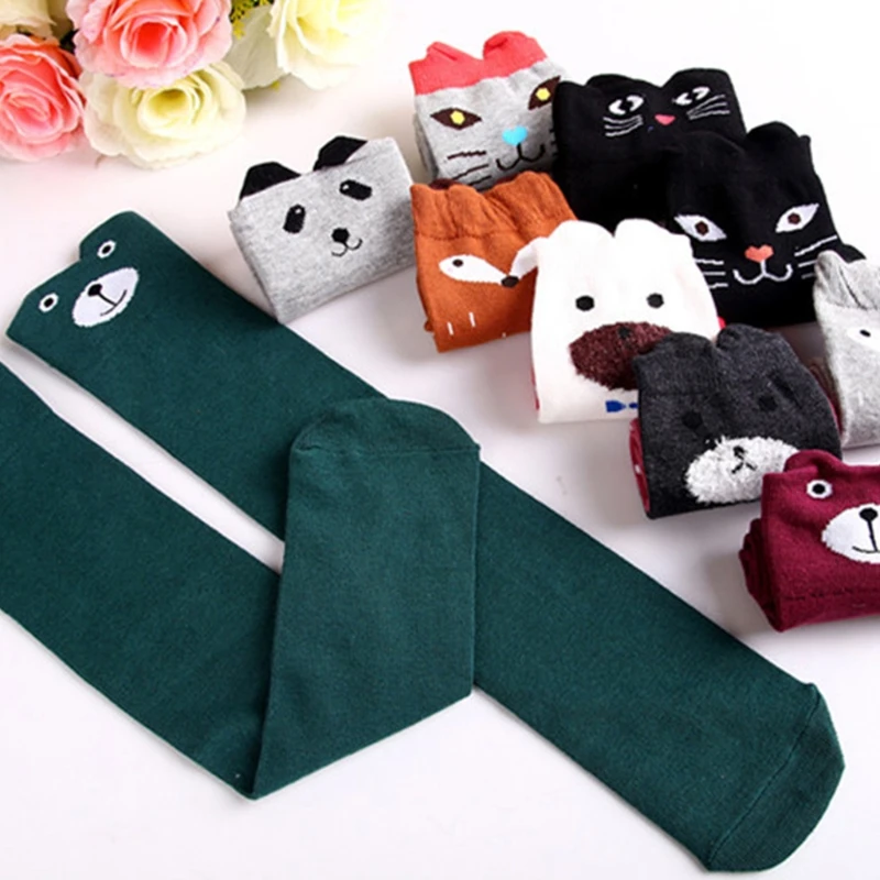 

Cotton Cartoon Children's Baby F ox Socks With Bear Knee Highs Long Cute Infantil Kids for Girls kniekousen 3-12 Years old