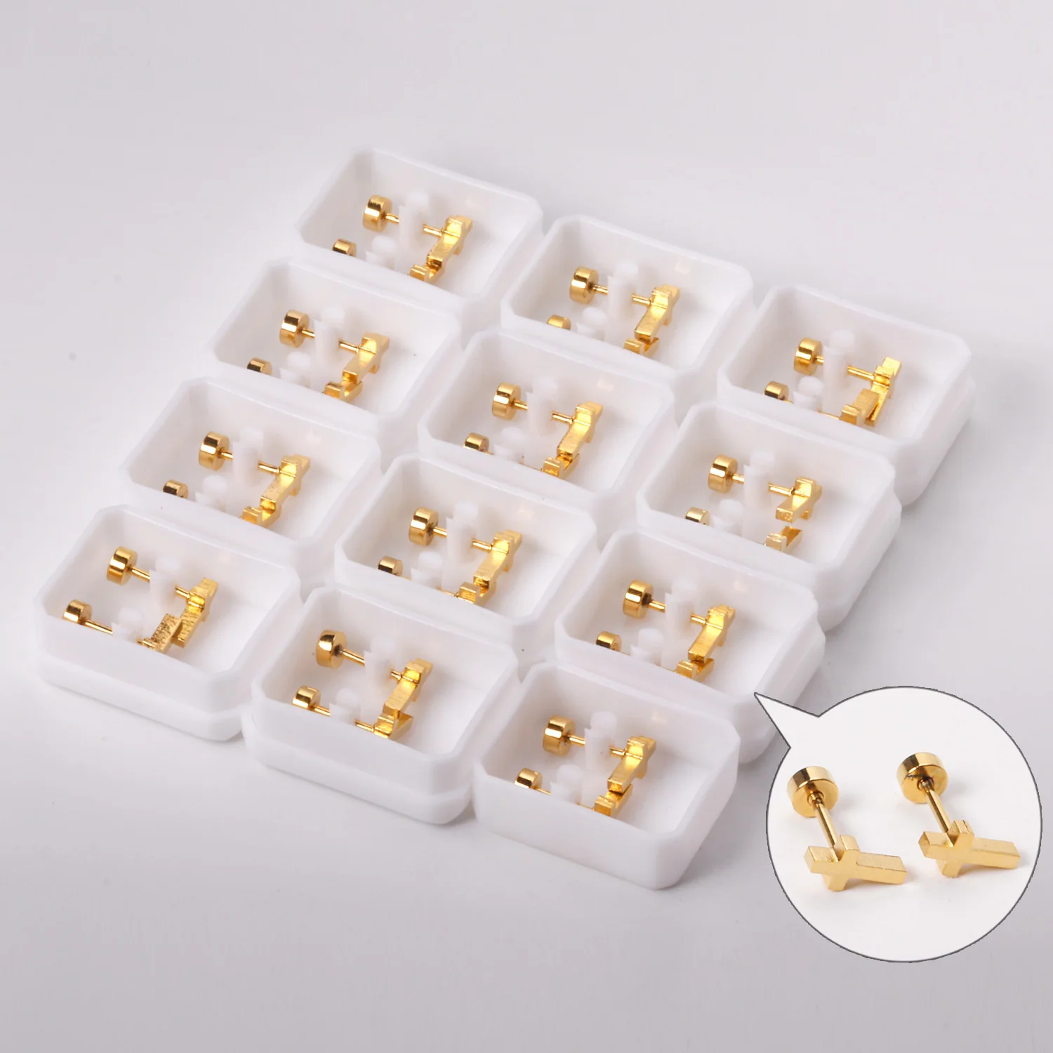 

LUXUKISSKIDS 12Pairs/Lot Cross Gold Silver Color Whole Screw Studs Earring Unisex Jewelry In Style Woman Ear Ring Birthday Party