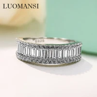 luomansi s925 silver super flash high carbon diamond womens ring wedding engagement party fine jewelry