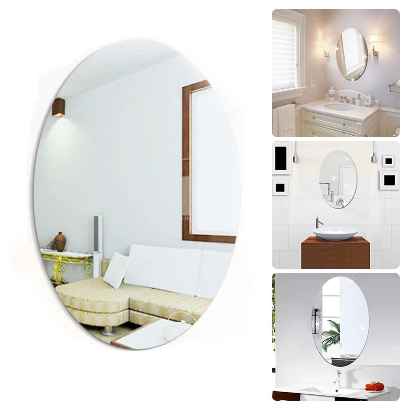

Mirror Wall Self-adhesive Oval Acrylic Self-adhesive Mirror Sticker Household Decoration Hd Glass Soft Mirror