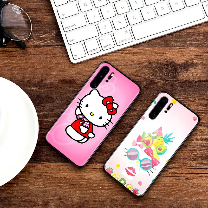 Черные силиконовые чехлы Hello cat для huawei Y6 Y7 Y9 Prime 2018 2019 Nova 2i 3 4 3i Lite mate 10 20 Pro |