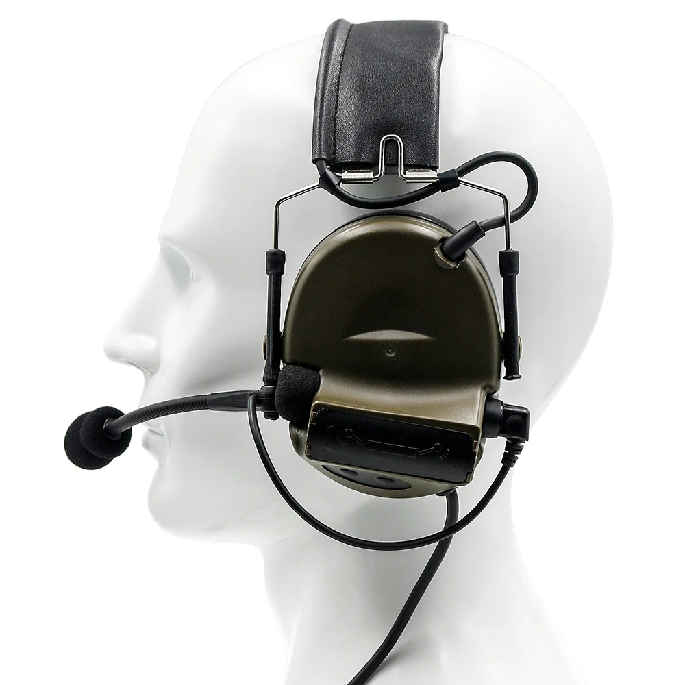 Tactical COMTAC II Noise Reduction Pickup Hunting Shooting Headset and Tactical U94 PTT and Tactical Helmet ARC Rail Adapter FG