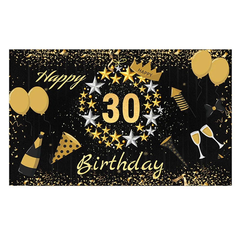 30th 40th 50th с днем рождения фон баннер на день черного и золотого цвета фото плакат