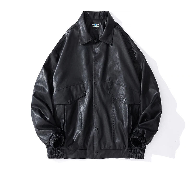 Куртка мужская из мягкой искусственной кожи в стиле хип-хоп | Мужская одежда