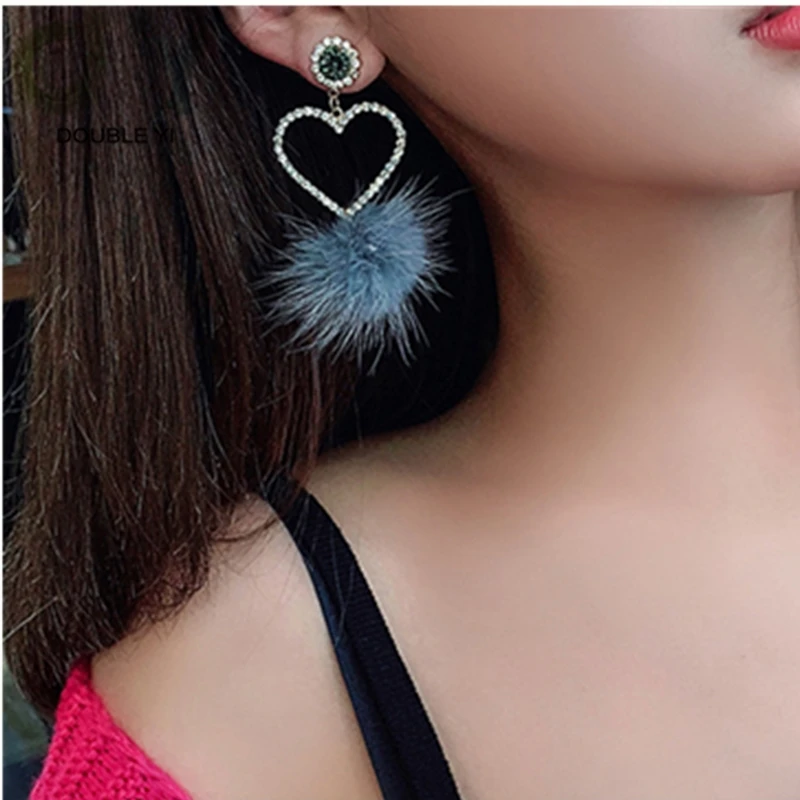 

925 Silver Needle Fall/Winter New Earrings Temperament Joker Set Full Diamond Love Earrings