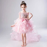 stunning girls puffy princess dress children baby pink shoulderless ball gowns kids birthday performance show party costumes