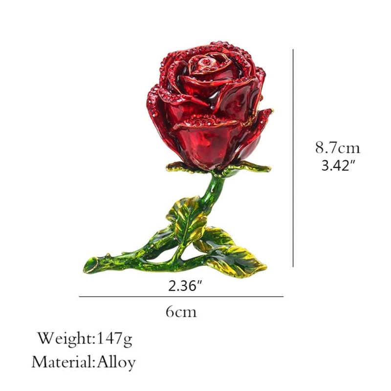 

Creative Alloy Rose Flower Jewelry Storage Box Faux Diamond Rings Earrings Case DIY Arts Crafts Jewelry Making Tools