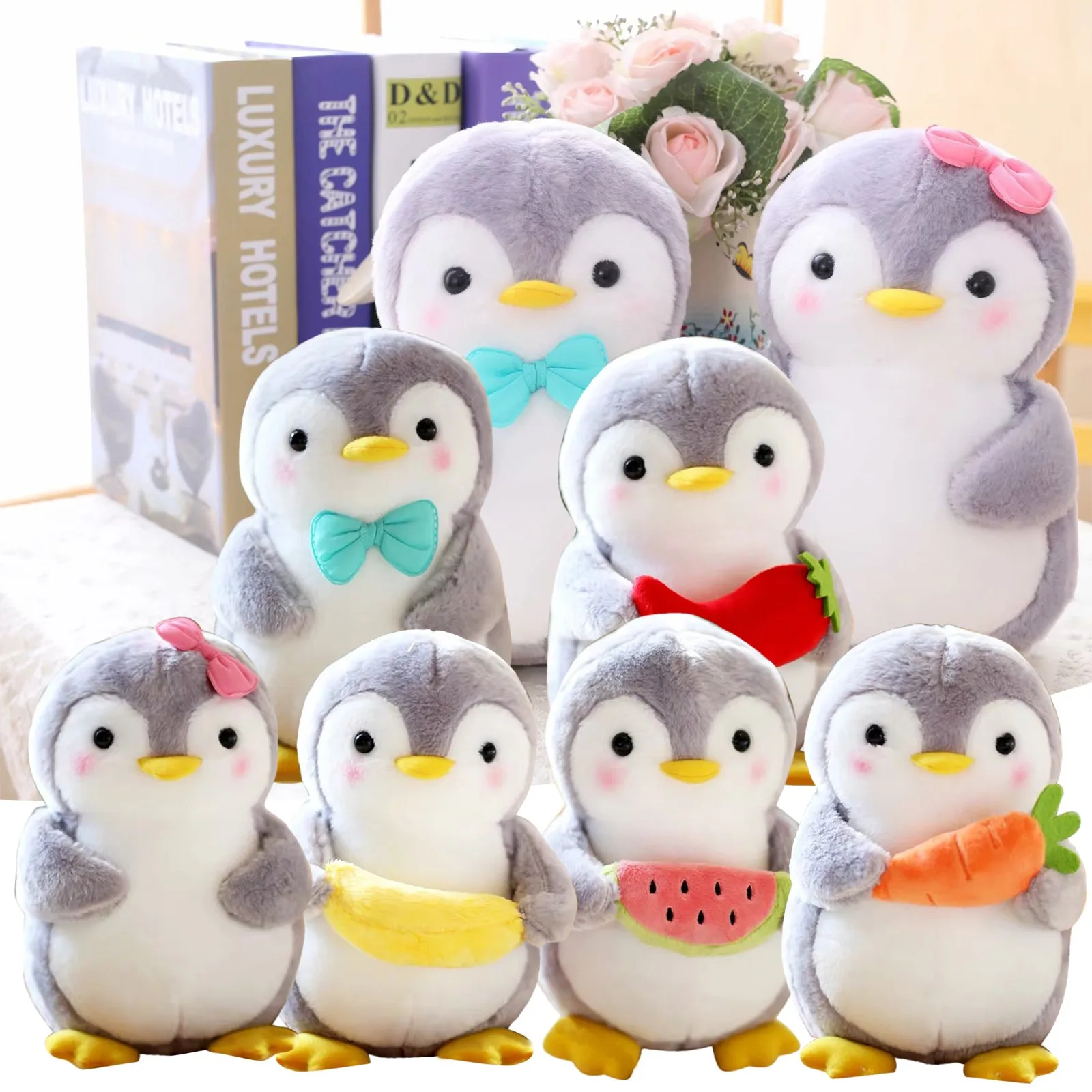 

Kawaii Cudding Fruit Penguin Plush Stuffed Toys Cute Couple Penguin Plush Doll Kids Toy Home Decor Toys for Children Birthday