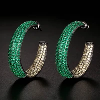 funmode luxury design green cz micro pave hoop earrings for women female dress fashionable hoop earring brincos bijoux fe368