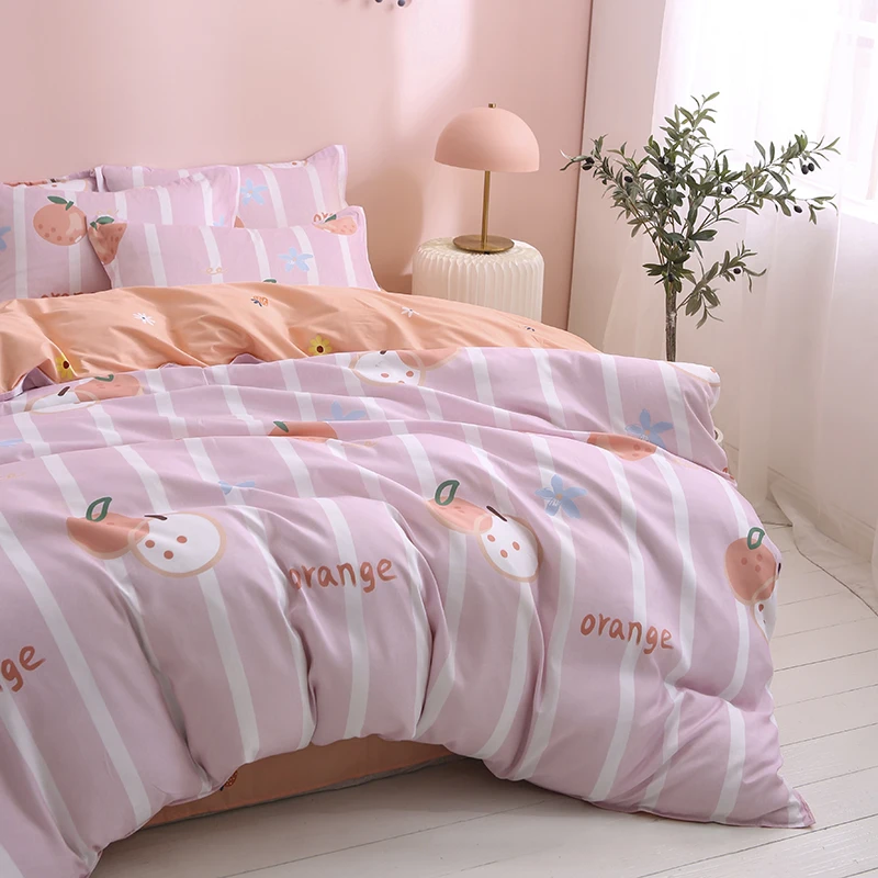 Комплект постельного белья в розовую и белую полоску пододеяльник 220x240 с