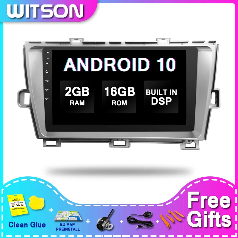 Автомобильный DVD плеер WITSON с большим экраном Android 10 для TOYOTA PRIUS (RHD) серебряной