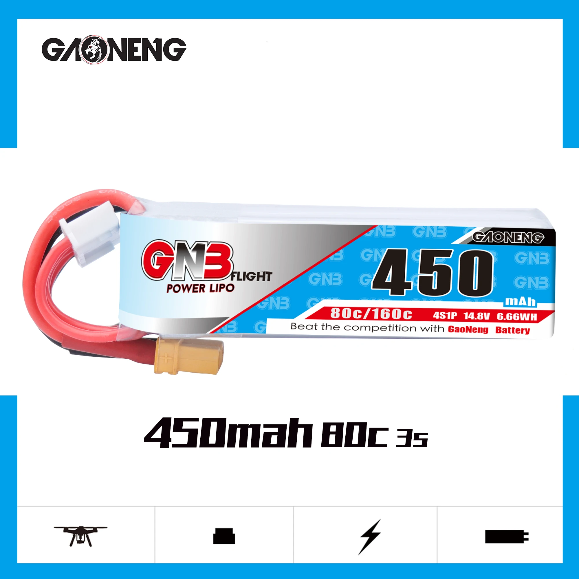 Квадрокоптер Gaoneng GNB батарея Lipo XT30 JST 450 мА · ч 14 8 в 80C для CineBee Cine Whoop BetaFPV Дрон с