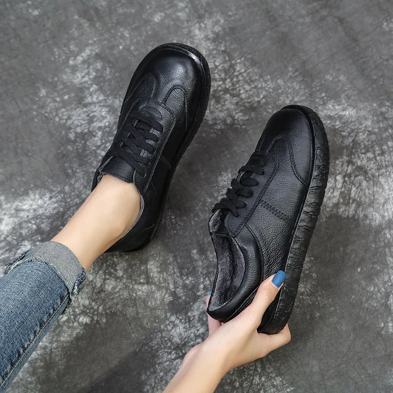 DRKANOL новые туфли ручной работы на плоской подошве женская зимняя теплая обувь из