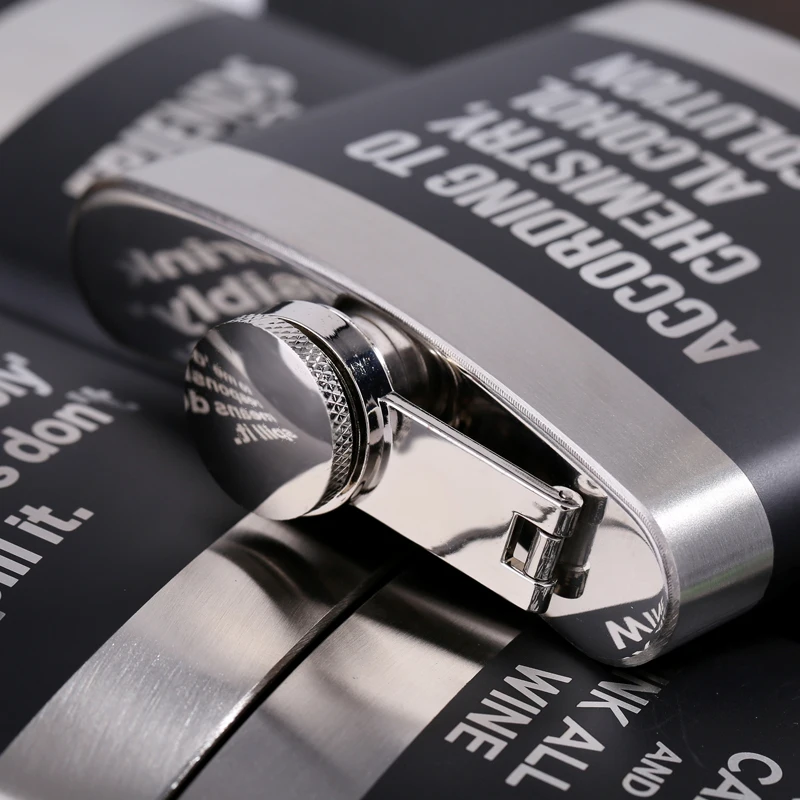 6 унций карманная матовая черная плоская фляжка из нержавеющей стали бутылка для