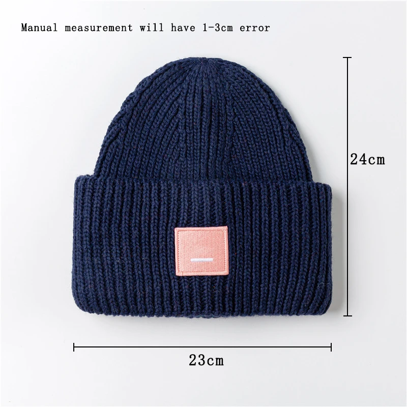 

2021 New Acne unisex women's autumn and winter hats Angora100% double layer warm hat Skulies wool hat Warm knitted hat