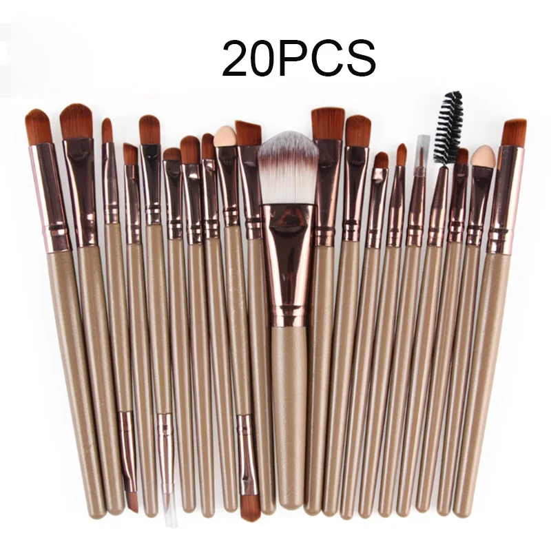 20Light brown 20 кистей для макияжа, набор для макияжа, кисть для теней, нейтральная кисть для глаз, кисть для лица с многофункциональной косметичкой - Handle Color: 20Light brown