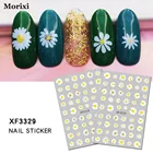 Наклейка для дизайна ногтей Morixi с клейкой основой, популярная маленькая Маргаритка, цветок, Бабочка, растение, 3D Декоративные наклейки для маникюра XF001