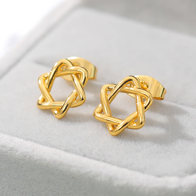 

Gold Silver Color Vintage Statement stud earrings for Women Girls Fashion Jewelry Brincos Boho Female Hexagon Star Earing Studs