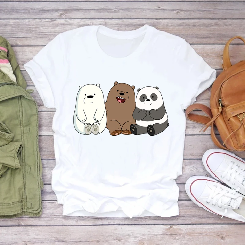 

Мишки Забавный принт футболки летняя женская одежда, Camiseta, женские футболки, топы в стиле Харадзюку, повседневный женский топ, графические ф...