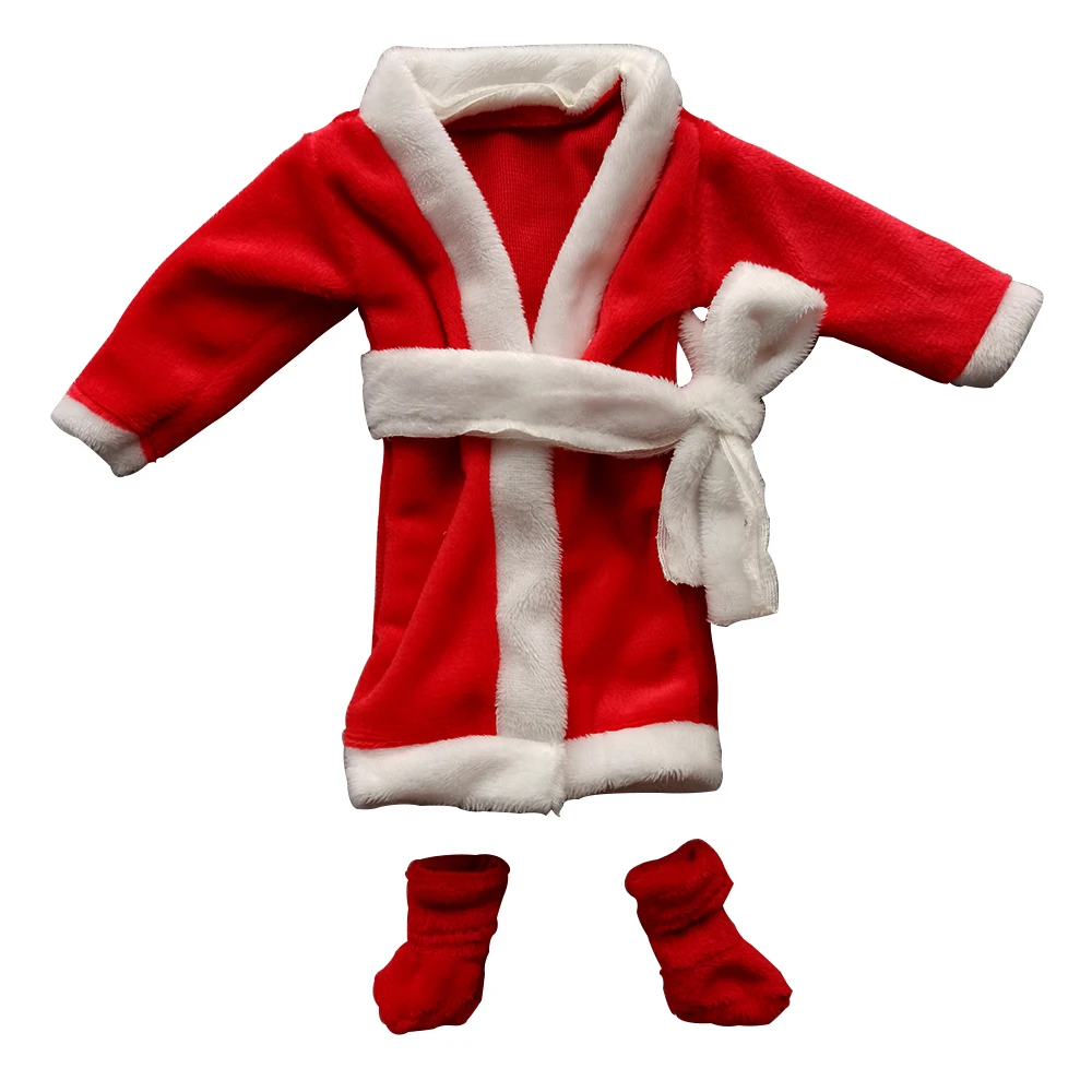 Conjunto de ropa de Santa Couture para mu&ntilde;ecas elfo, conjunto de Bata roja, accesorios de juguetes tradicionales navide&ntilde;os-0