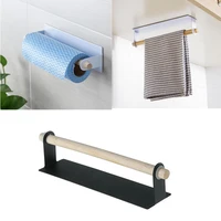 paper holders punch free self adhesive roll paper holder towel woodenhanging shelf storage rack kitchen bathroom paper holders