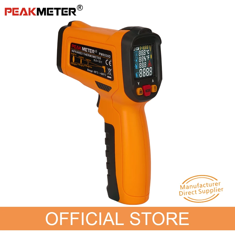 PEAKMETER PM6530D Ручной ИК инфракрасный термометр измеритель температуры пистолет 50 ~ 800