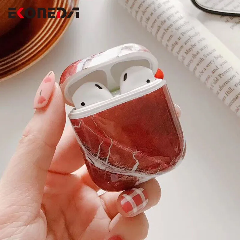 EKONEDA ультра тонкий глянцевый чехол для Airpods чехол мраморный роскошный защитный чехол для Airpods