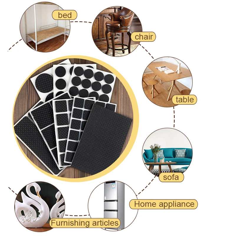

1-48PCS Thickening Self Adhesive Furniture Leg Feet Rug Felt Pads Anti Slip Mat Bumper Damper For Chair Table Protector Hardware