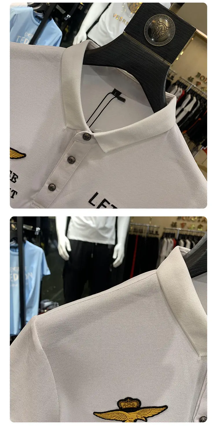 

Short-sleeved T-shirt POLO Shirt Men's Summer 2021 New Korean Style Trendy Slim Handsome Lapel Casual Sleeve Length(cm) Material