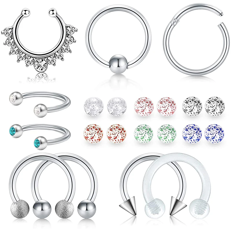 16 г поддельные перегородки Кольца Пирсинг кольцо для носа губ Daith хрящи серьги на