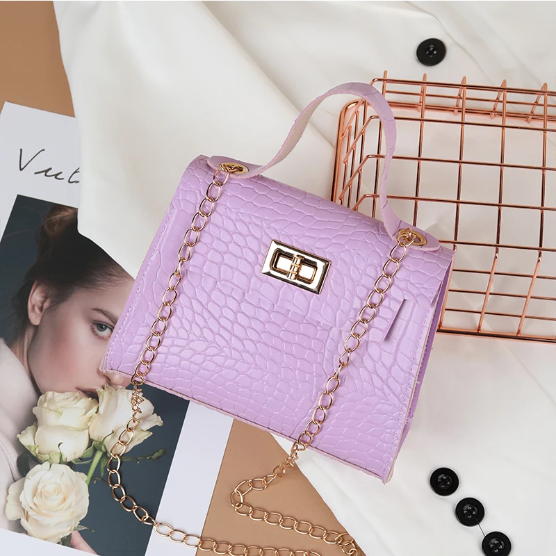 

Summer New Fashion Trend Chain Bag Shoulder Messenger Bag Chain Square Sling Crocodile Bag Handbags And Purse