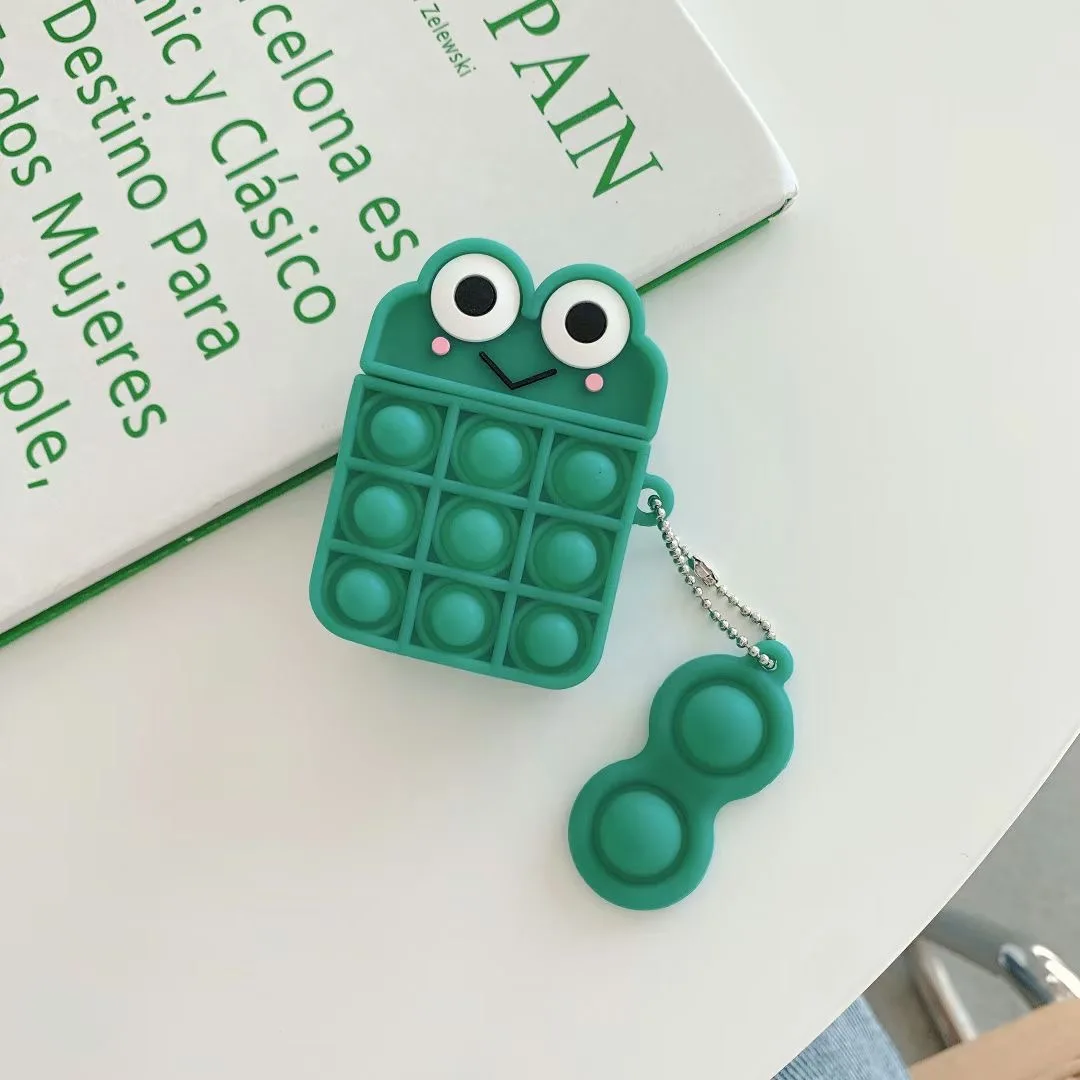

Protective High Quality Cover For Apple Airpods 1 2 Charging Box Silicone Case With Pendant Reduce Stress Frog Model