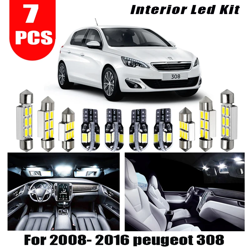 

7 шт. Бесплатная доставка без ошибок светодиодный светильник посылка 2008- 2016 peugeot 308 аксессуары