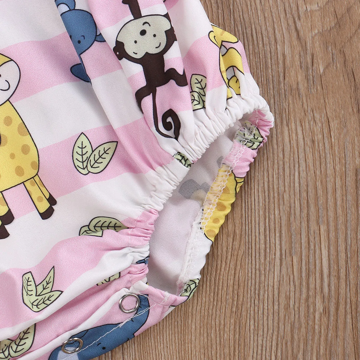 

2020 Newborn Baby Girl Cartoon Print Bodysuits Patchwork Ruffle Sleeve Jumpsuit with Headband Infant Girls Summer Clothes 0-24M